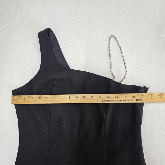 Elegant CDC Evening Black Gown Women’s 10 One Shoulder Rhinestone Strap Formal - Picture 7 of 11